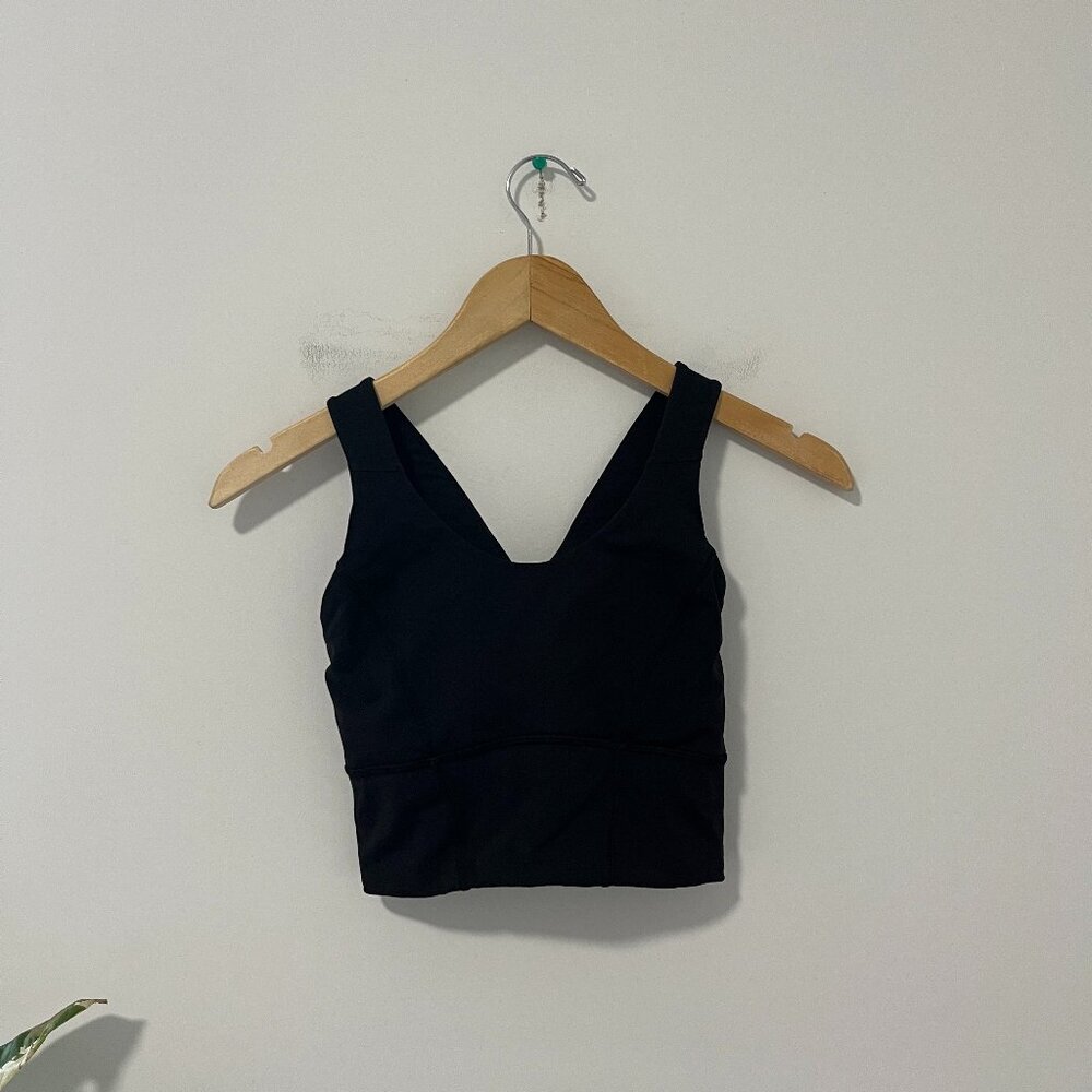 Lululemon Longline Black Ribbed Sports Bra Size 4